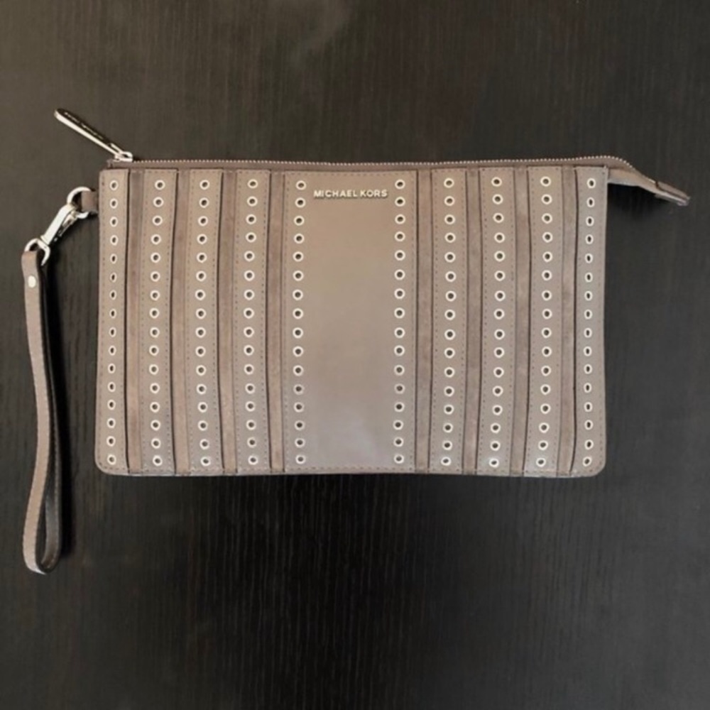 Michael Kors Brooklyn Suede Grommet Wristlet